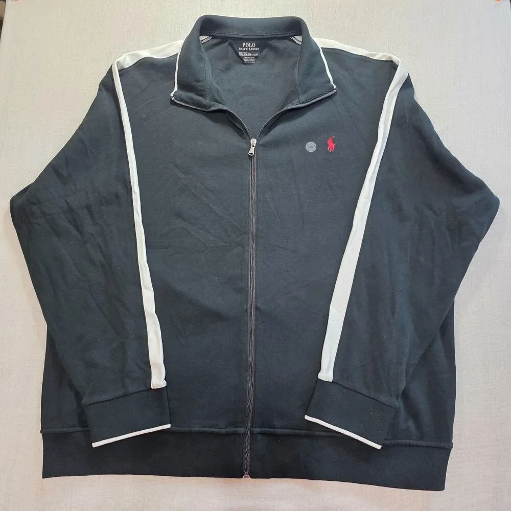 Polo Ralph Lauren Men's XXL Cotton Interlock Track Jacket Black White NWT